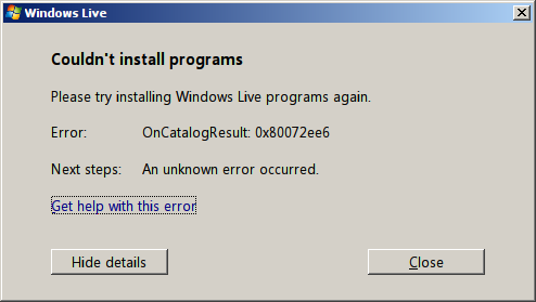 windows-live-unknow-error